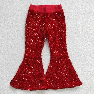 Abbigliamento Vintage ragazza occidentale di alta qualità <span class=keywords><strong>pantaloni</strong></span> a zampa di paillettes <span class=keywords><strong>rosa</strong></span> caldo con manica lunga per la stagione autunnale - Product Image 2