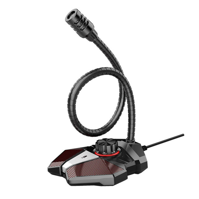 Condender Gooseneck Omnidirectional Microphone Mini Led Light Gaming Stereo Computer Microphone