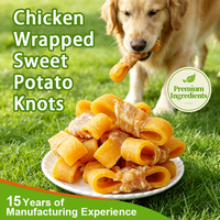 Friandises pour chiens : Nœuds de patate douce enveloppés de poulet – Riches en protéines, sans additifs, bienfaits digestifs, directement de l'usine