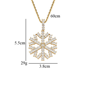 Colgante de Copo de Nieve, Accesorios Hip Hop, Collar para Hombre y Mujer, Cobre con Incrustaciones de Circonio, Colgante Circular de Copo de Nieve - Product Image 1