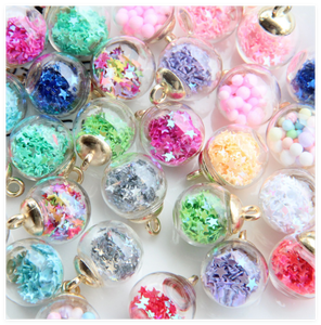 Esferas Redondas Transparentes, <span class=keywords><strong>Esfera</strong></span> Soplada a Mano de 16*22 mm, Miniatura DIY, Bola de <span class=keywords><strong>Vidrio</strong></span> Hueca Colgante con Purpurina de Estrellas para Hacer Joyas - Product Image 2