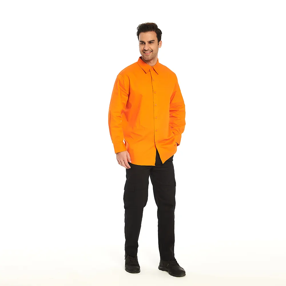 Baju las keselamatan kerja, baju las penghemat api oranye katun 100%