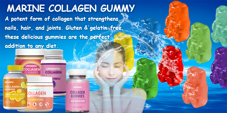 Lifeworth Hot selling fruit chewy candy collagen gummy candies apple cider vinegar collagen gummies