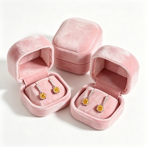 Elegant Velvet Earring Stud Hinged Box Custom Brand Logo Wholesale Jewelry Gift Packaging Case Bulk Factory Outlet Supplier - Product Image 2
