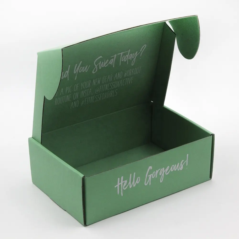 גלי מיילר מודפס מותאם אישית ירוק חליפת צבע תיבת משלוח