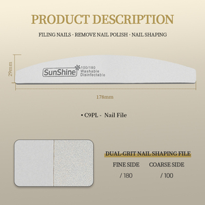 Lima de Uñas Profesional Personalizada para Salón de Belleza, Lima de Uñas de Media Luna con Logotipo Personalizado 100/180 Gris, Duradera y Lavable - Product Image 3