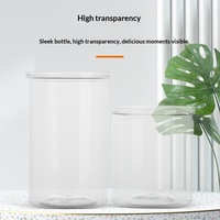 Pot en plastique PET cylindrique avec couvercle en aluminium à ouverture facile pour sucre, biscuits, thé parfumé, bonbons, noix, aliments pour animaux, sucettes, snacks