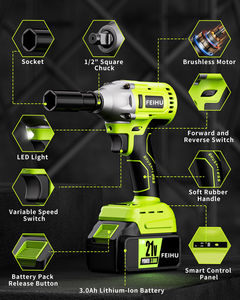 סוללת Li-Ion 20V נטענת מפתח ברגים 1/2 אינץ' מרובע דרייבר ללא מברשת אלחוטי חשמלי מפתח ברגים OEM כלי מומנט כוח - Product Image 3