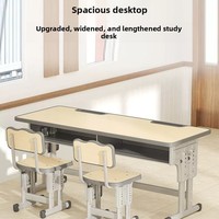 Ensemble de bureau et chaise double pour étudiants, hauteur réglable, structure en acier renforcé, mobilier ergonomique pour salles de classe du collège et du lycée