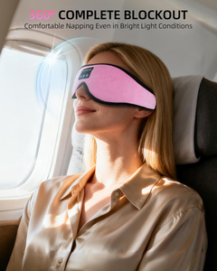 หน้ากากปิดตาแบบ 3 มิติ ป้องกันแสงได้เต็มที่ พร้อมหูฟังในตัว สายรัดยางยืดปรับได้ และไมโครโฟนสำหรับฟังเพ<span class=keywords><strong>ล</strong></span>งขณะนอนห<span class=keywords><strong>ล</strong></span>ับ - Product Image 5