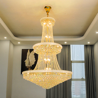 Lustres suspendus en cristal de luxe de style moderne en or pour escalier d'hôtel, grand modèle, pour la décoration intérieure