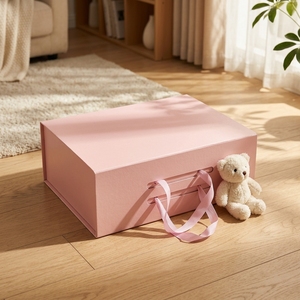 Luxury Pink Magnetic Folding <strong>Gift</strong> Box with Ribbon Handle Collapsible Rigid Cardboard Box for Clothing <strong>Gift</strong> <strong>Wedding</strong> <strong>Hamper</strong> - Product Image 1