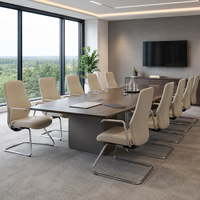 Chaise de bureau en cuir à dossier haut, chaise de conférence exécutive avec base en chrome et accoudoirs fixes