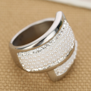 Fashion <b>Rings</b> Stainless Steel 304 Pave Setting <b>Crystal</b> Women's Party Jewelry - Product Image 1