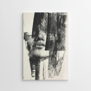 Abstract Face Canvas Print: Black and White Modern Portrait,<b>WRAPPED</b> CANVAS - Product Image 2