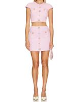Conception personnalisée de l'usine OEM Mode d'été 100% coton Cool robe tricotée pour les femmes Style décontracté bouton décorations florales automne