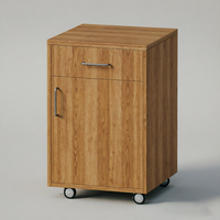 Armoire mobile de laboratoire en acier et bois avec une seule porte et un tiroir, unité de rangement roulante pour une organisation flexible des postes de travail en laboratoire