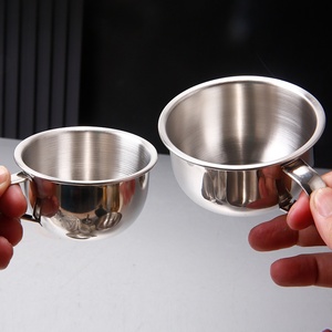 Tazón de acero inoxidable para jabón de afeitar con asa, taza para hombres, para crema de afeitar, espuma limpiadora, herramienta para afeitar - Product Image 4