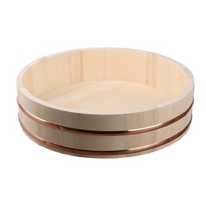 Recipiente de Madera para Mezclar Arroz con Borde Recubierto de Cobre, Estilo Japonés, Uso Comercial en Restaurantes, Origen China, Modelo Recipiente de Madera - Product Image 5