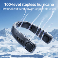 Ventilateur de cou pliable portable 1200 mAh avec écran LED, 5 vitesses, sans pales, mains libres, rechargeable par USB pour sports de plein air CE RoHS