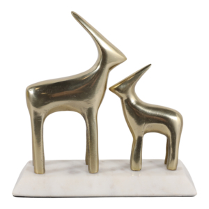 Scultura di cervo in metallo su base di marmo per decorare la casa, il soggiorno o l'ufficio - Product Image 4