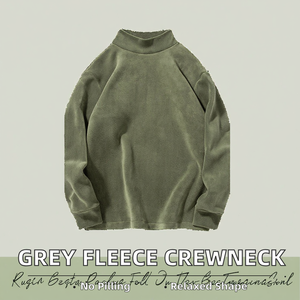 Sweat-shirt à col rond gris uni décontracté pour homme en molleton autrichien à grain lâche de haute qualité personnalisé, nouveau pour l'automne - Product Image 2