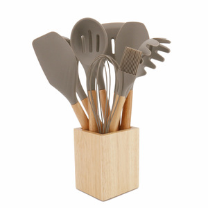 木柄硅胶厨具不粘炊具厨具套装勺子刮刀烹饪刮刀勺子工具用具 - Product Image 5