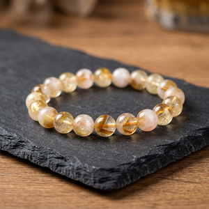 Bracelet en perles de citrine naturelle, pierre de quartz classique, bijoux unisexes - Product Image 2