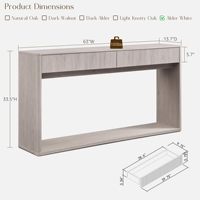 Console moderne SENYU en bois d'aulne blanc, 63 pouces de large, avec tiroirs de rangement pour le salon
