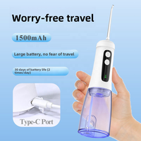 Irrigador Bucal Inalámbrico de Alto Rendimiento, 1500mAh, IPX7 Impermeable, 4 Boquillas, 1800ppm, 300ml, Desmontable, para Eliminar la Placa Profunda