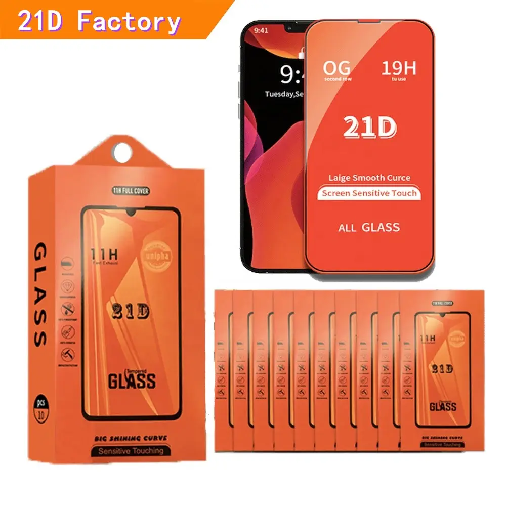 2022 Full coverage Glue Shock Resistant Bubble Free Tempered Glass 21D Screen Protector For Iphone 12 Mini Pro Max