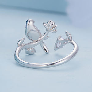 Groothandel 925 Sterling Zilveren Prachtige Blauwe Vogel <span class=keywords><strong>Ring</strong></span> Voor Vrouwen Fijne Sieraden Dainty Leaf Open <span class=keywords><strong>Ring</strong></span> Mode Huwelijkscadeau BSR288 - Product Image 5