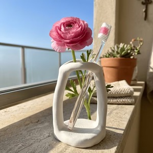 Toothbrush Holder Pure White Rectangular Minimalist Design For Bathroom Storage Eco-Friendly Gift - Product Image 3