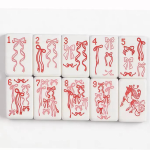 Juego de Mahjong Personalizado Azul para Mujer, de Lujo, Acrílico, de 2 Capas, 30 mm, 160 166 Fichas y Tapete con Lazos - Product Image 5
