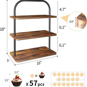 Wooden <b>Desktop</b> Storage Rack 3 Tier Solid Wood <b>Shelf</b> For Snacks Cakes Party Table Decorations - Product Image 5
