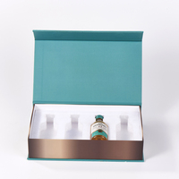 Boîte rigide magnétique de luxe avec revêtement métallique, insert en mousse personnalisé, boîte cadeau pour bouteille de vin, boîte rigide magnétique