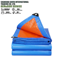 Bâche tissée industrielle légère enduite de PE bleu-orange personnalisée, imperméable, pour couverture de camion, auvents, tentes, et tissu pour réservoirs d'eau