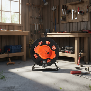 Enrouleur de câble d'extension Vevor 100 pieds, 4 prises, 14AWG SJTOW, robuste, manuel, avec disjoncteur pour remise à outils - Product Image 2