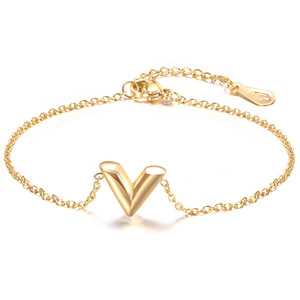 Pulsera de Acero Inoxidable en Forma de V, Cadena Chapada en Oro de 18K, Joyería Unisex, Regalo, Diseño Geométrico Moderno AD1188 - Product Image 5