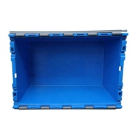 QS Bacs de Manutention Empilables Emboîtables pour Logistique, Robuste, en Plastique, avec Couvercle, 80L, Rectangulaire, Paroi Pleine, Grande Caisse de Rangement