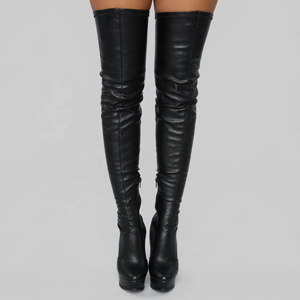 Botas Altas de Mujer con Cremallera Lateral, Ajustadas, de PU, Tacón Alto y Fino, Tallas Grandes hasta la 43, Venta al Por Mayor - Product Image 3