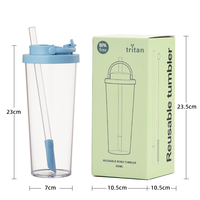 Bouteille d'eau portable réutilisable en Tritan de 710 ml avec paille télescopique à grand trou pour thé à bulles Boba, logo personnalisé, compatible eau bouillante