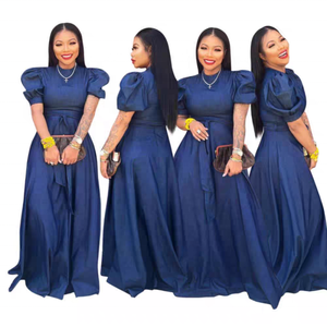 Robe en jean moulante boutonnée à manches longues et ceinture, longueur genou, pour femme, collection printemps-automne, offre spéciale - Product Image 2