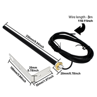 Antena de control de ganancia de 433MHz para abridores de puertas de garaje y persianas, con soporte en L de acero inoxidable y cable coaxial de extensión