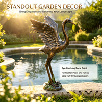 Sculpture d'oiseau grue en PRV de taille personnalisable, peinte à la main, ornement extérieur, statue d'art paysager pour hôtels, clubs et zones commerciales