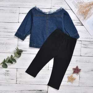 Ensembles pour bébés filles : Chemises blanches, robes, ensembles en jean sans bretelles, tenues unies pour enfants, leggings, vêtements à manches longues - Product Image 4