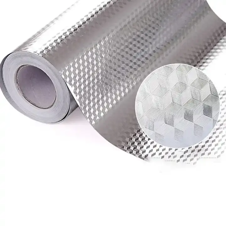 Papel de aluminio autoadhesivo para cocina, pegatinas de pared impermeables a prueba de aceite, papel tapiz DIY