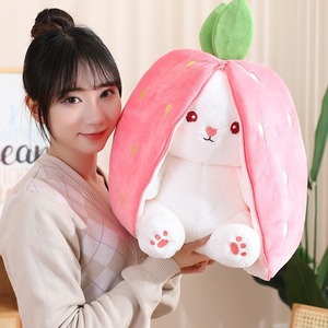 Muñeco de Peluche de Conejo Transformable de Dibujos Animados, Juguete Ecológico de Peluche de Conejo con Relleno de Algodón PP, Almohada Unisex para Sofá, Adorno - Product Image 1