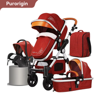 Purorigin OEM ODM Système de poussette 4-en-1 pour bébé, système de voyage, poussette haute, légère, en aluminium