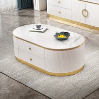 Meuble d'intérieur en pierre et acier inoxydable, Table basse moderne et luxueuse, idéale pour le salon